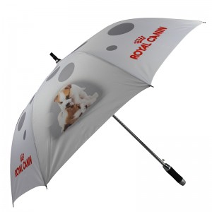 강아지 강아지 인쇄 알루미늄 샤프트 명주 직물 자동 열기 골프 우산