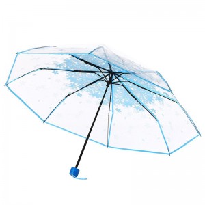 POE 소재 투명 판촉 상품 3 배 우산 수동 오픈