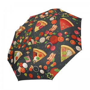 피자 재미 있은 printing 선전용 선물 품목 주문 로고 인쇄 3 배 자동 열리는 자동 닫히는 우산