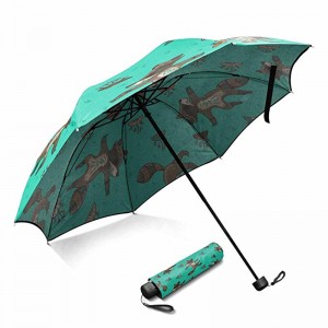 중국 제조 업체 경량 플라스틱 핸들 자동 열기 사용자 지정 만화 인쇄 3 foldable 우산